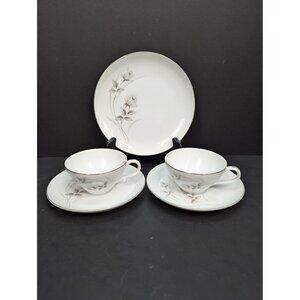 Harmony House Fine China 3504 Harmony Rose 1 Salad Plate and 2 Cups w/Saucers